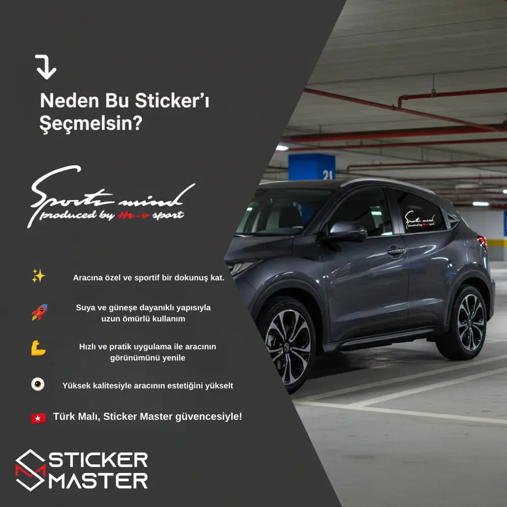 Sticker Master Honda Hrv Sports Mind Sticker Oto Araç Çıkartma Etiket 30 Cm Sticker Master