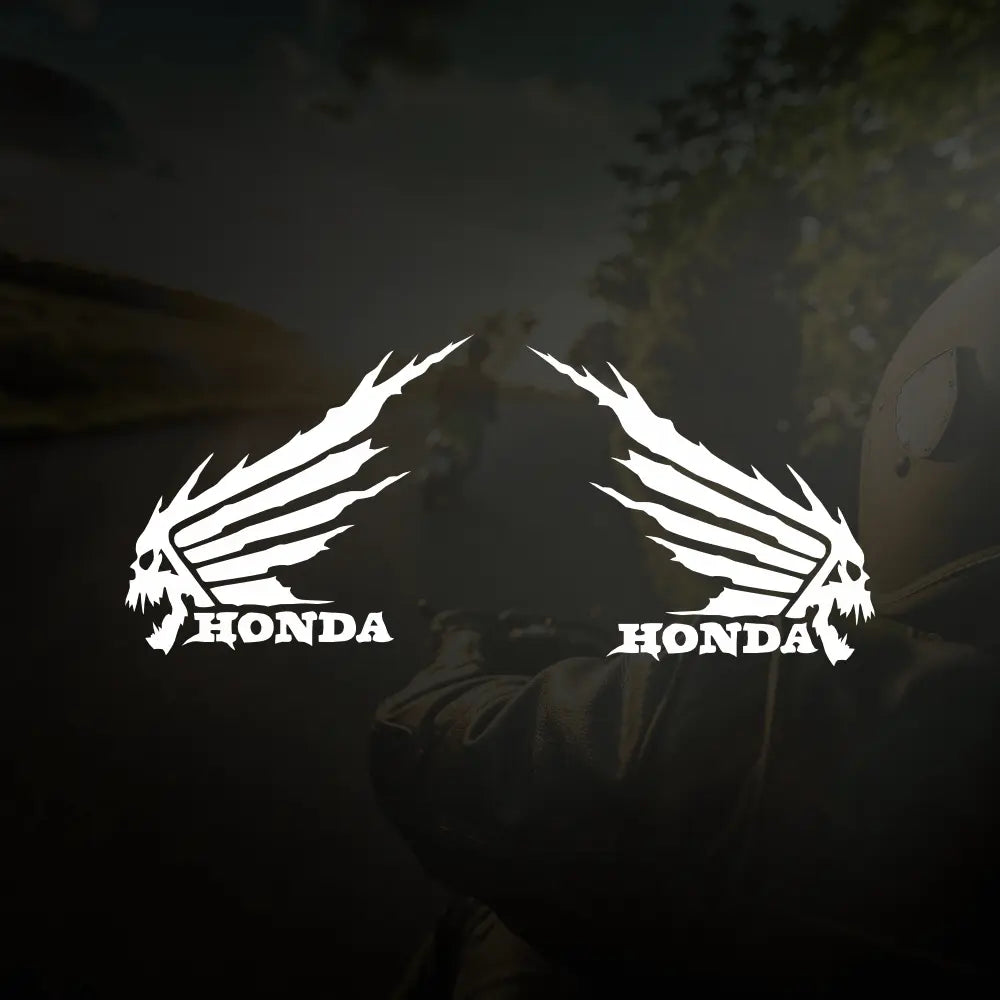 Honda Kuru Kafa Sticker | Skull Wing Tasarımlı Kanat Depo ve Grenaj Decal (2 Adet) Sticker Master