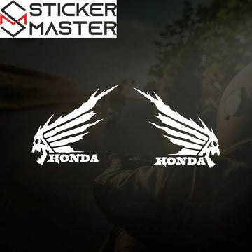 Honda Kuru Kafa Sticker | Skull Wing Tasarımlı Kanat Depo ve Grenaj Decal (2 Adet) Sticker Master