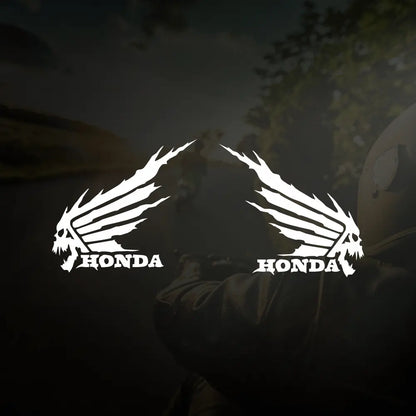 Honda Kuru Kafa Sticker | Skull Wing Tasarımlı Kanat Depo ve Grenaj Decal (2 Adet) Sticker Master
