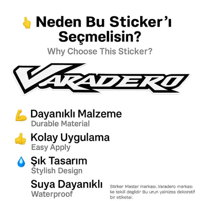 Sticker Master Honda Varadero Depo Üstü Sticker Set Motor Çıkartma Etiket 2 Adet Sticker Master