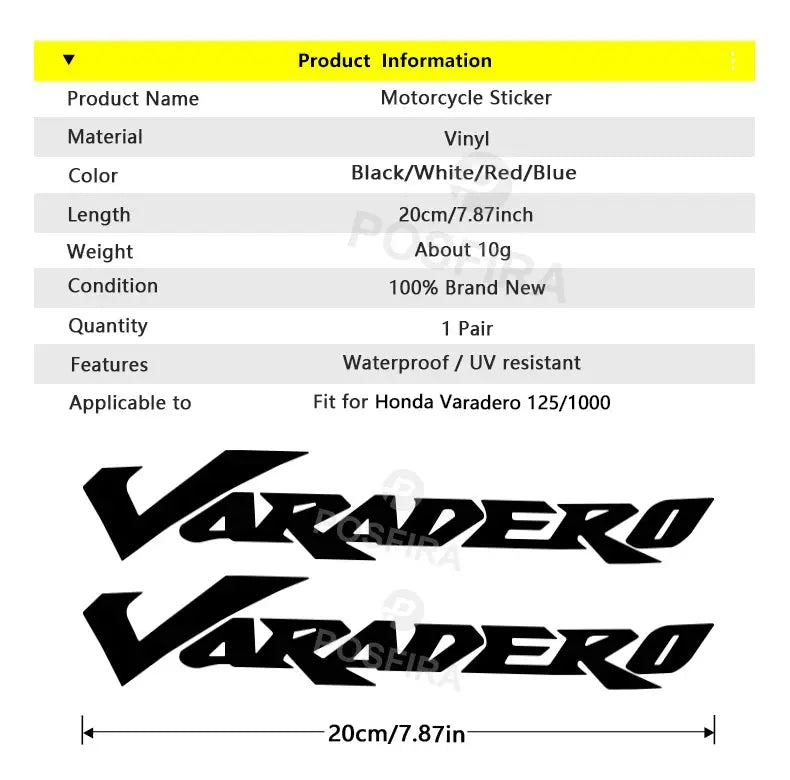 Honda Varadero Sticker XL 1000 125 Yan Grenaj Seti | Sticker Master - Sticker Master