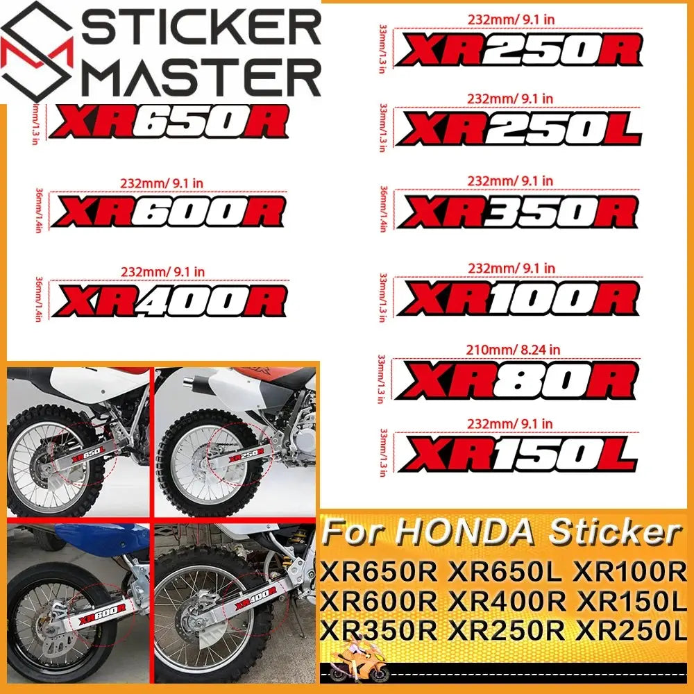 Honda XR Sticker | XR 600R 650R 400R 250R Arka Maşa Decal Seti (21-23 cm) Sticker Master
