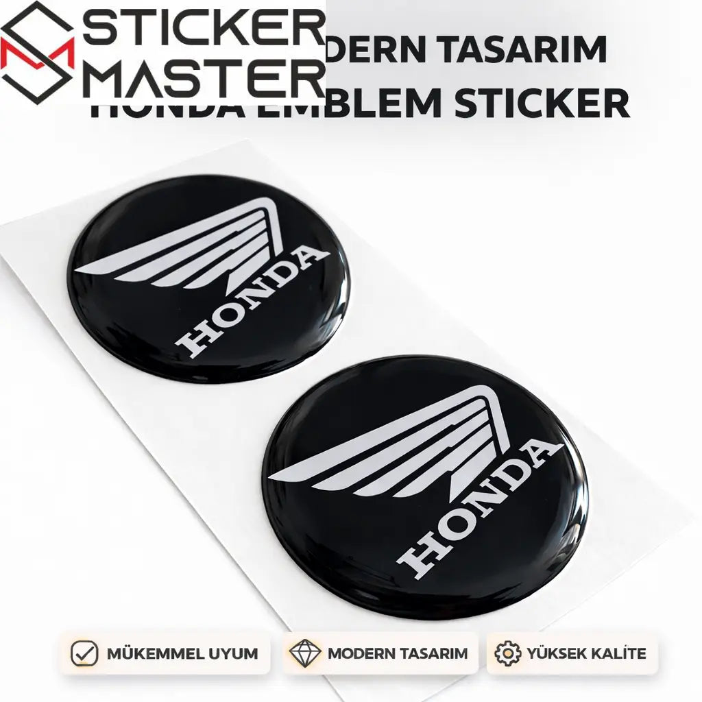 Honda Logo Damla Etiket | Siyah Zemin 5x5 cm (2 Adet) - Sticker Master