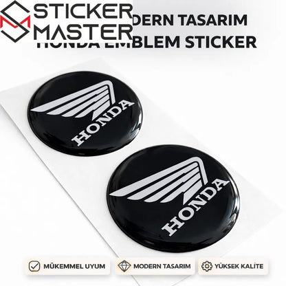 Honda Logo Damla Etiket | Siyah Zemin 5x5 cm (2 Adet) - Sticker Master