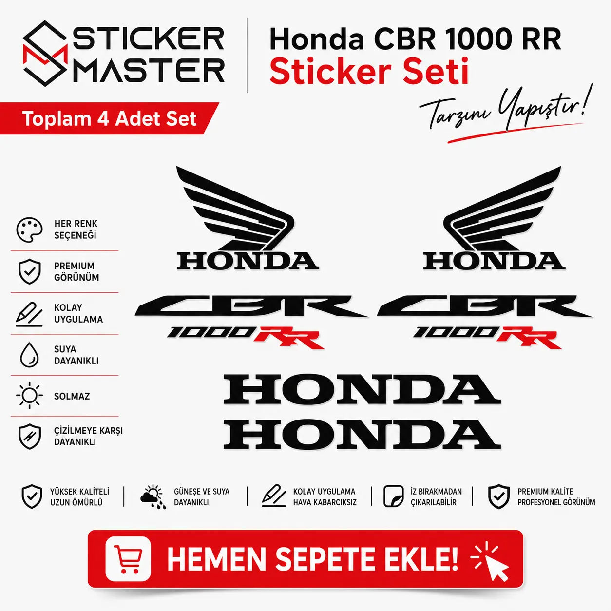 Honda CBR 1000 RR Uyumlu Komple Sticker Seti