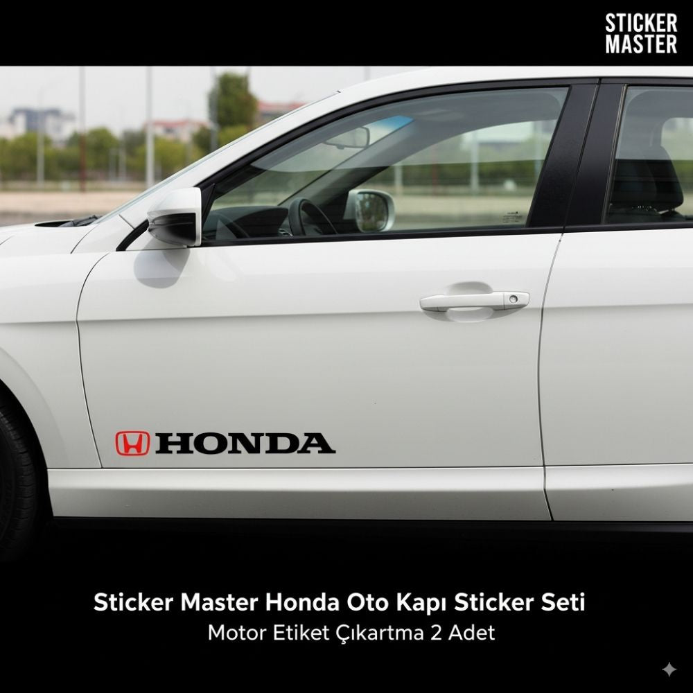 Sticker Master Honda Oto Kapı Sticker Seti Motor Etiket Çıkartma 2 Adet