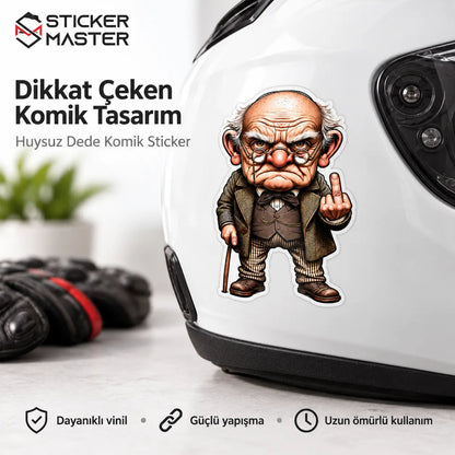 Huysuz Dede Komik Sticker | Eglenceli Vinil Etiket araç