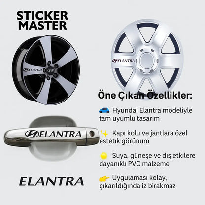 Sticker Master Hyundai Elantra Kapı Kolu ve Jant Sticker Seti – 10 Adet Sticker Master