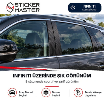 Infiniti B sütununda karbon görünümlü kapı direği sticker uygulaması, temsili örnek