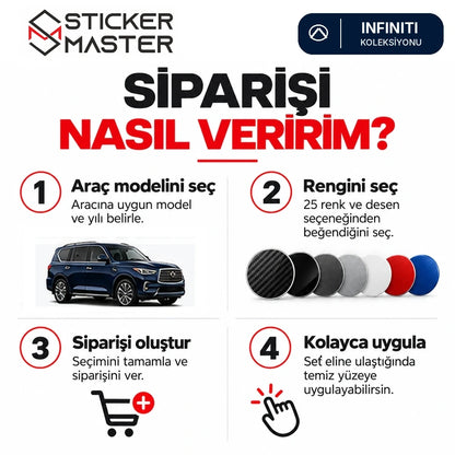 Infiniti kapı direği sticker seti model ve renk seçimi sipariş rehberi