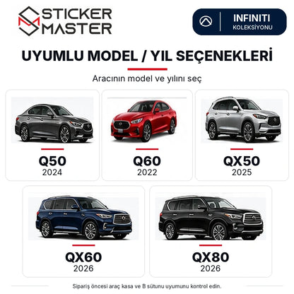 Infiniti Q50 Q60 QX50 QX60 QX80 model ve yıl seçenekleri