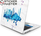 İstanbul Temalı Laptop Sticker Sulu Boya Silüet Tasarımı | Sticker Master