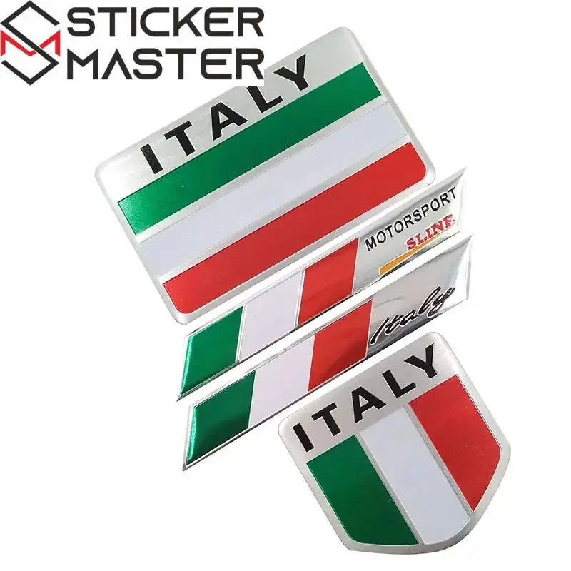 İtalya Bayrağı Oto ve Motor Sticker | 3D Metal Arma (5 Farklı Model) Sticker Master