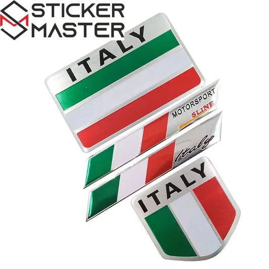 İtalya Bayrağı Oto ve Motor Sticker | 3D Metal Arma (5 Farklı Model) Sticker Master