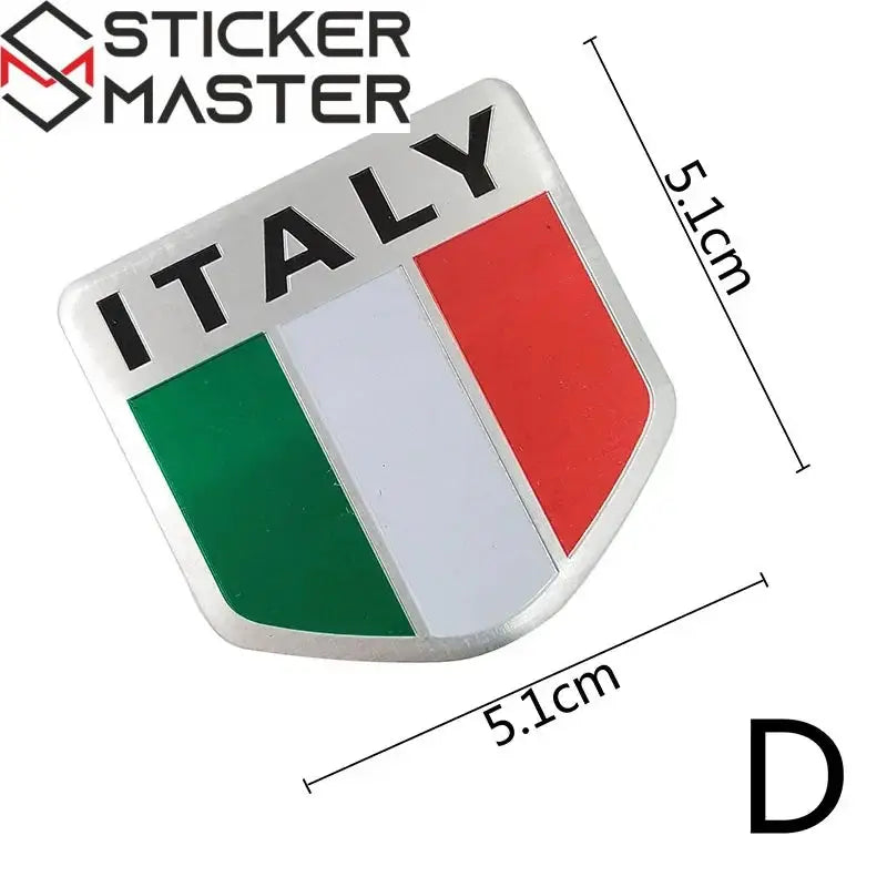 İtalya Bayrağı Oto ve Motor Sticker | 3D Metal Arma (5 Farklı Model) Sticker Master