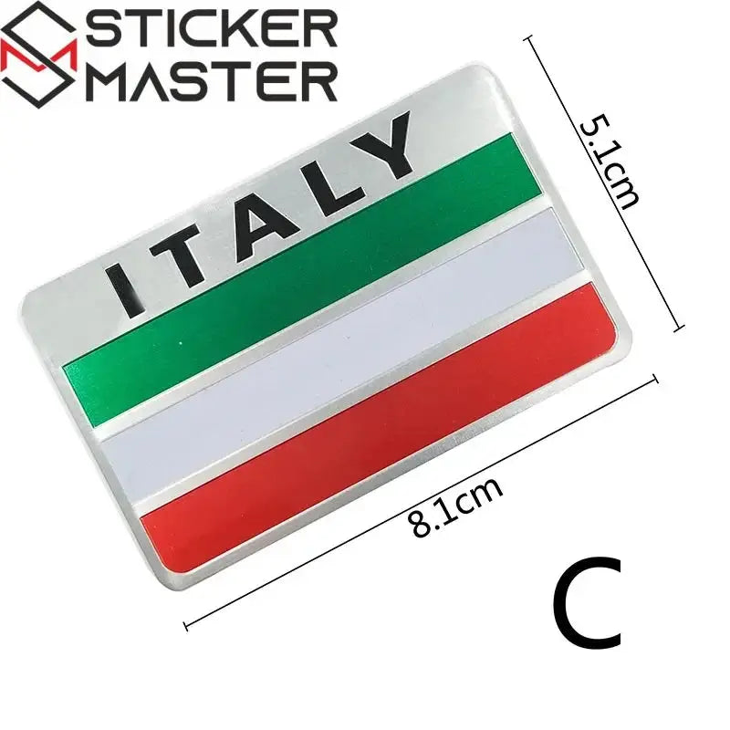İtalya Bayrağı Oto ve Motor Sticker | 3D Metal Arma (5 Farklı Model) Sticker Master