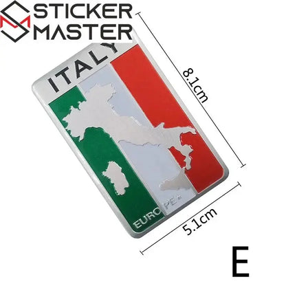 İtalya Bayrağı Oto ve Motor Sticker | 3D Metal Arma (5 Farklı Model) Sticker Master