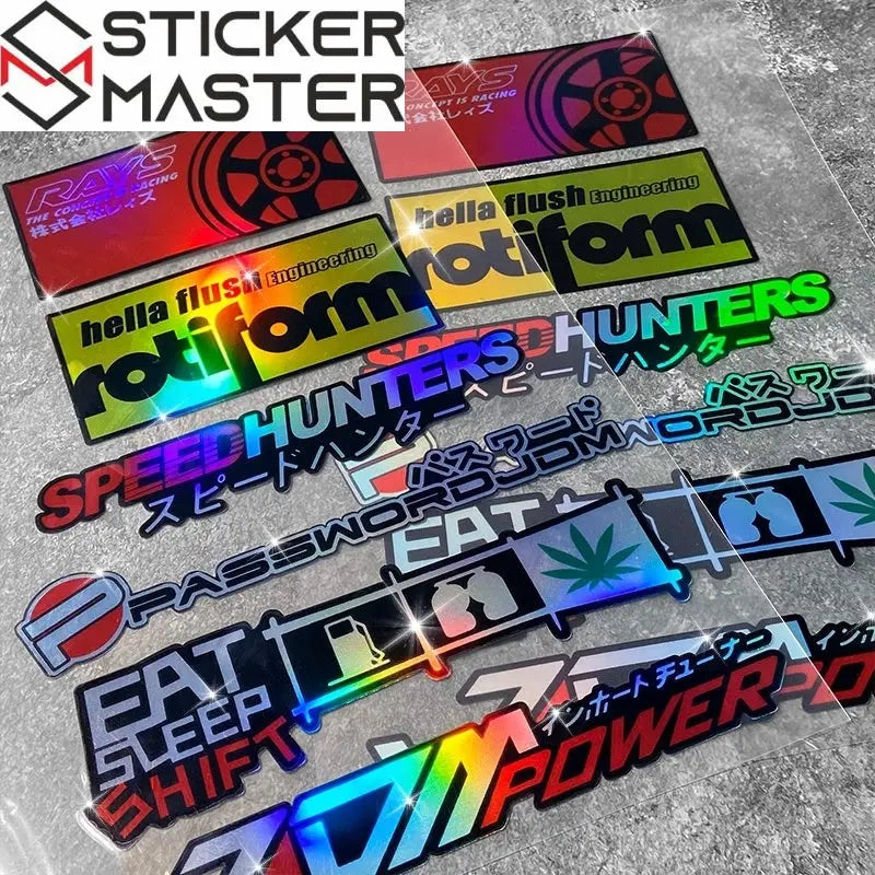 JDM Sticker Seti | Holografik Yarış Markaları ve Slogan Decal (6 Parça) Sticker Master