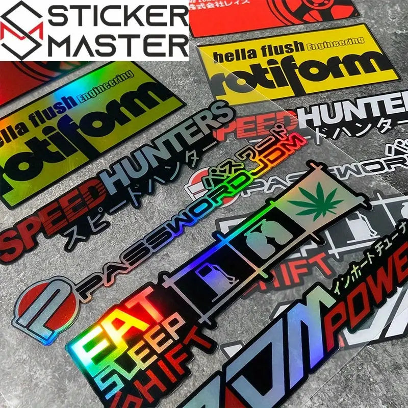 JDM Sticker Seti | Holografik Yarış Markaları ve Slogan Decal (6 Parça) Sticker Master