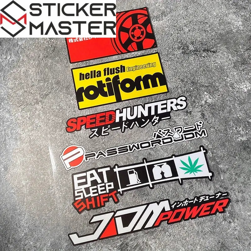 JDM Sticker Seti | Holografik Yarış Markaları ve Slogan Decal (6 Parça) Sticker Master