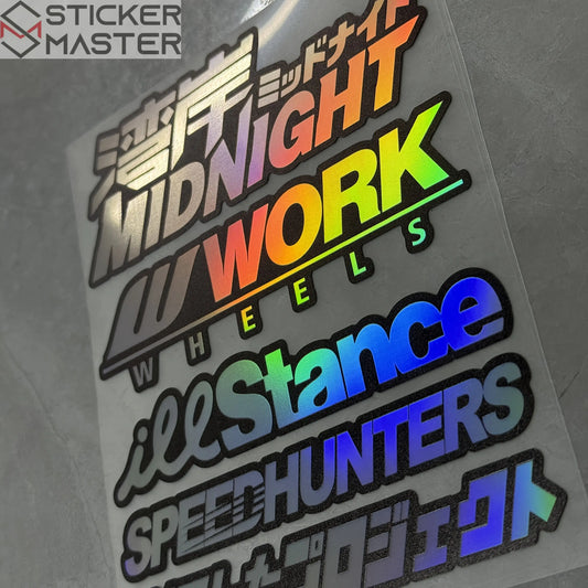 JDM Sticker Seti | Midnight Work Speedhunters Holografik Decal (5 Parça) Sticker Master