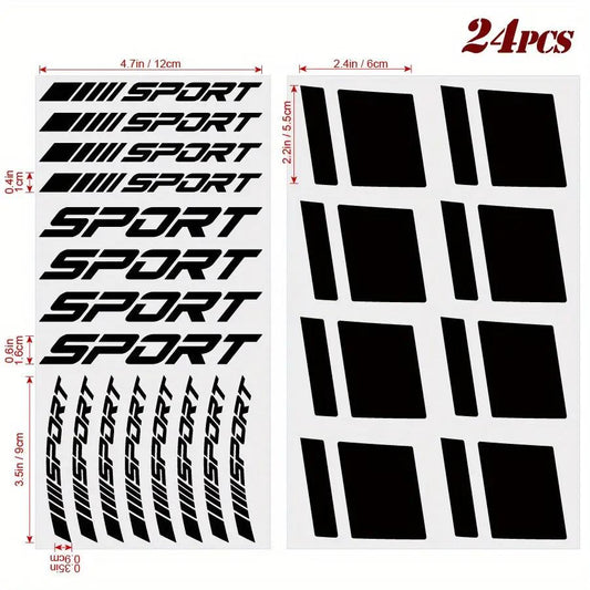 24 Parça Jant Çıkartma Seti Sport Şerit Sticker | Sticker Master - Sticker Master