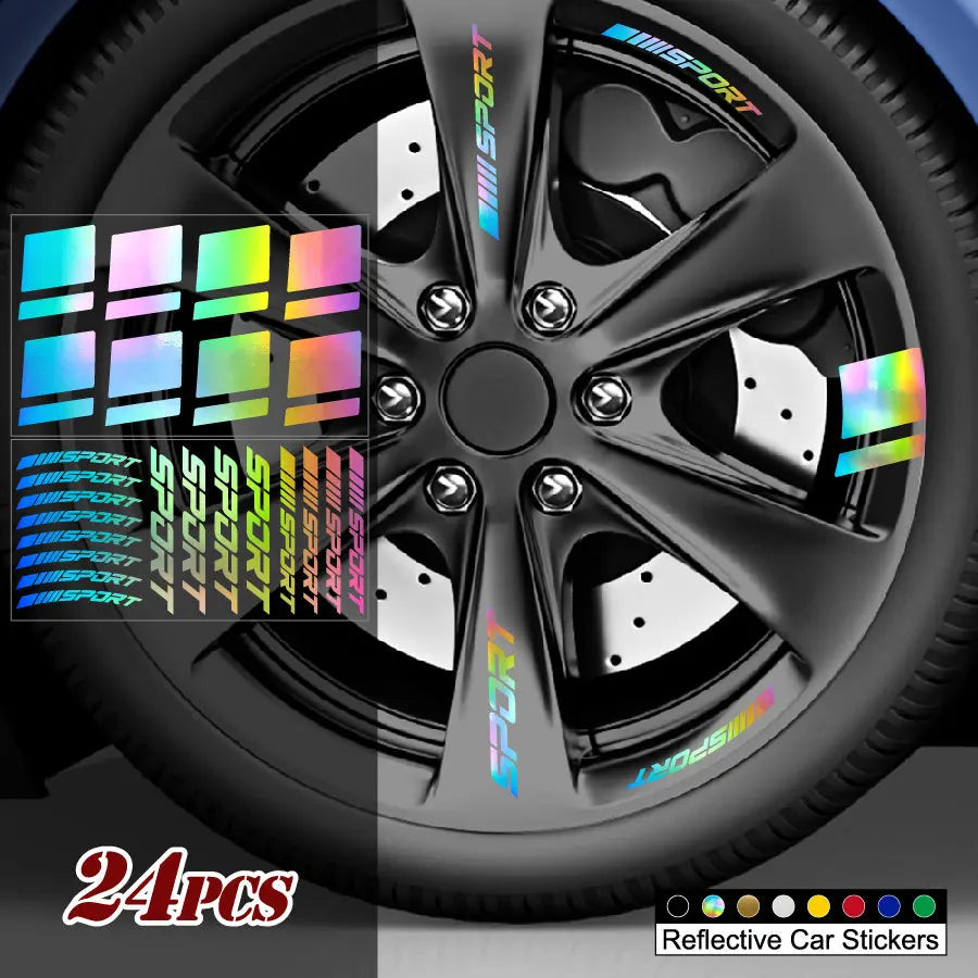 24 Parça Jant Çıkartma Seti Sport Şerit Sticker | Sticker Master - Sticker Master