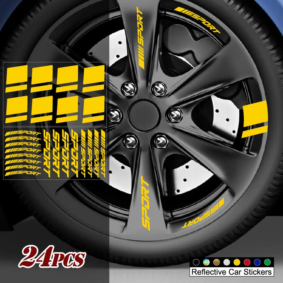 24 Parça Jant Çıkartma Seti Sport Şerit Sticker | Sticker Master - Sticker Master