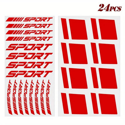 24 Parça Jant Çıkartma Seti Sport Şerit Sticker | Sticker Master - Sticker Master