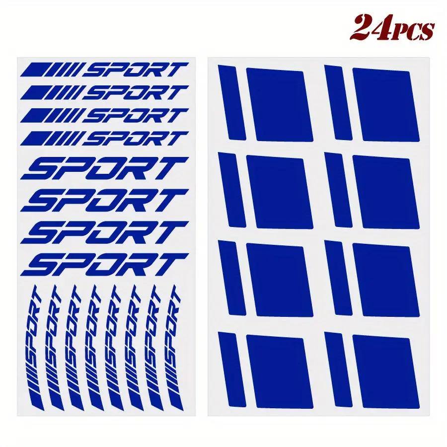 24 Parça Jant Çıkartma Seti Sport Şerit Sticker | Sticker Master - Sticker Master