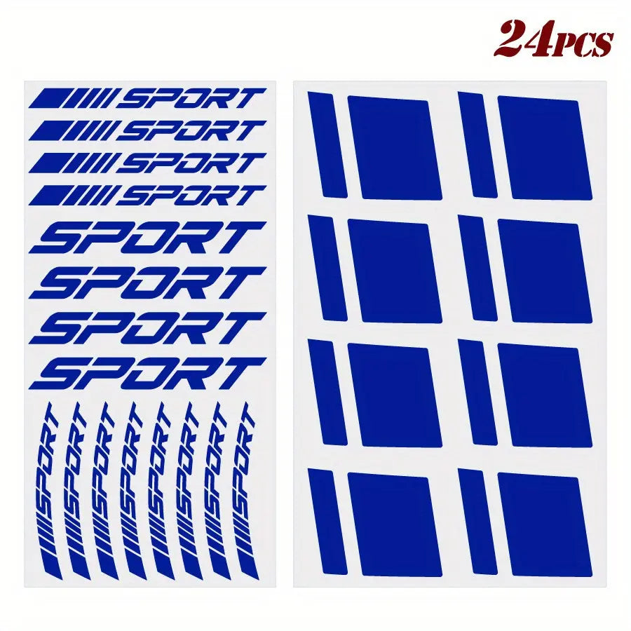 24 Parça Jant Çıkartma Seti Sport Şerit Sticker | Sticker Master - Sticker Master