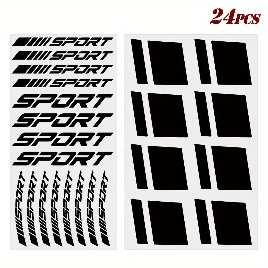 24 Parça Jant Çıkartma Seti Sport Şerit Sticker | Sticker Master - Sticker Master