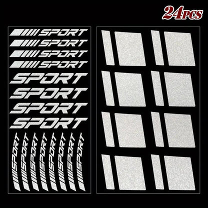 24 Parça Jant Çıkartma Seti Sport Şerit Sticker | Sticker Master - Sticker Master