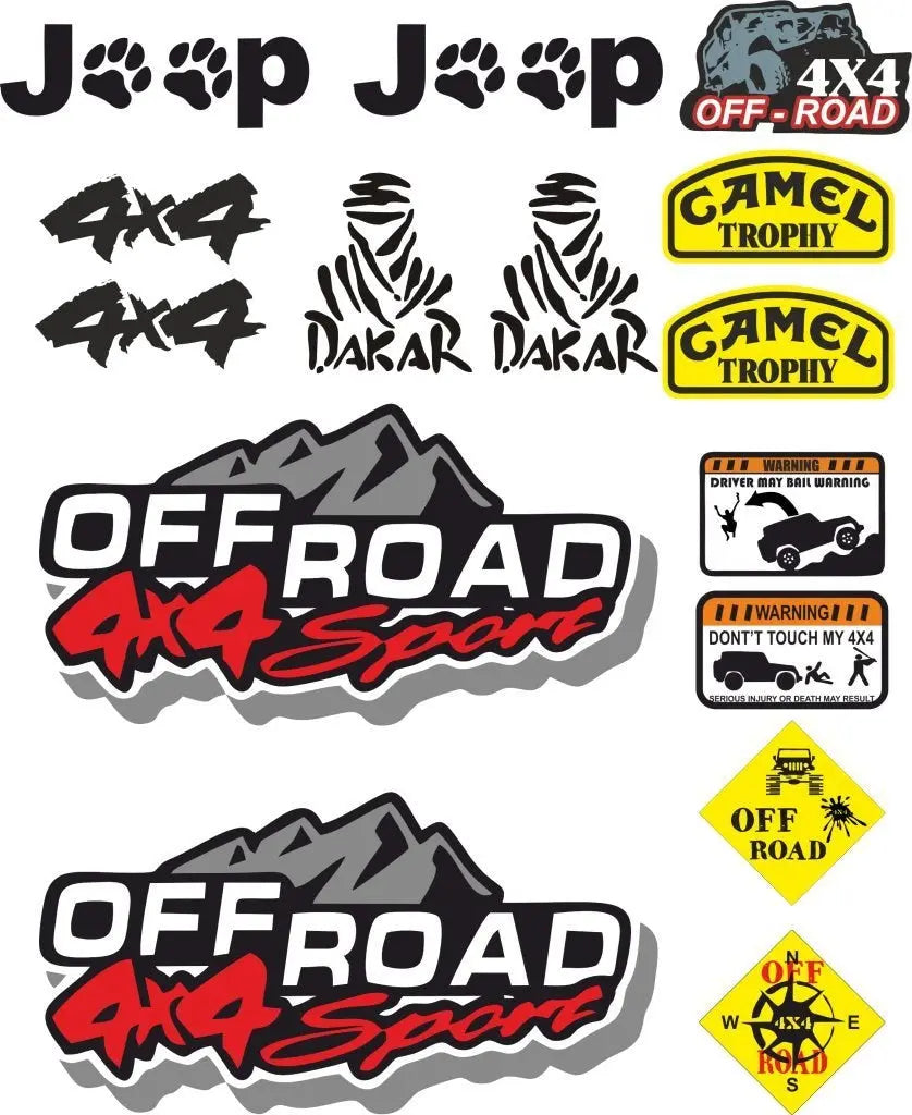 Sticker Master Jeep Off Road Set Sticker Seti Motor, Kask, Laptop, Araba, Oto Araç İçin Dayanıklı Etiket Decal