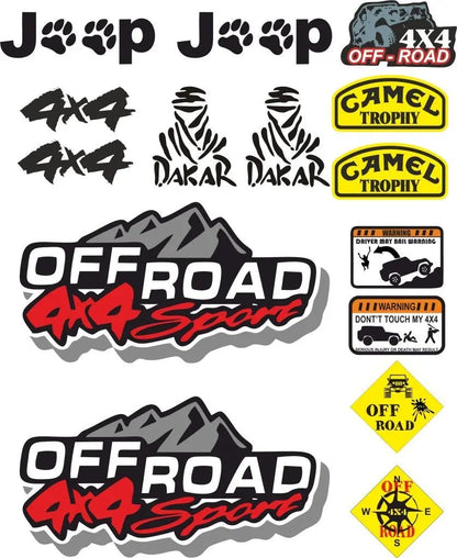 Sticker Master Jeep Off Road Set Sticker Seti Motor, Kask, Laptop, Araba, Oto Araç İçin Dayanıklı Etiket Decal