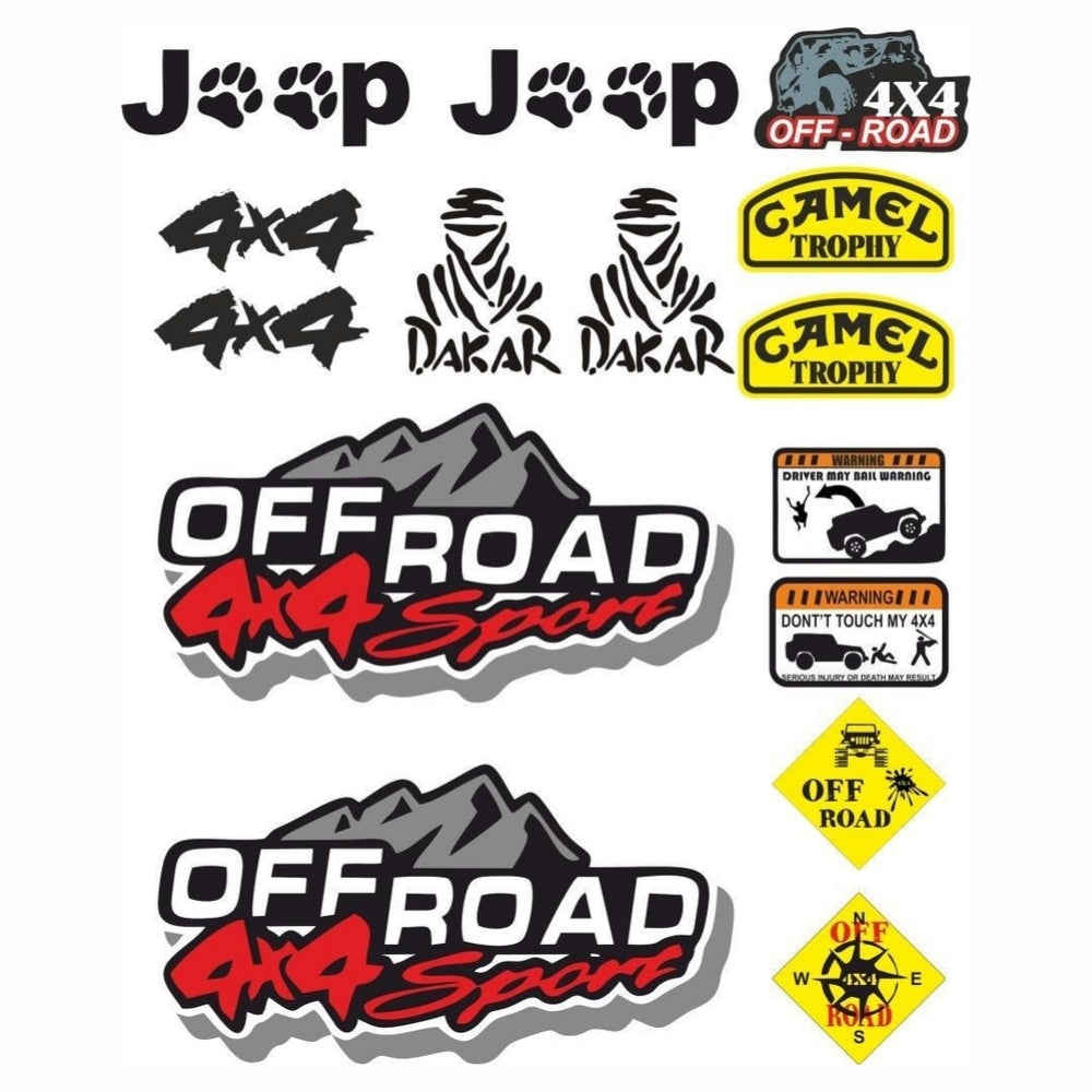 Sticker Master Jeep Off Road Set Sticker Seti Motor, Kask, Laptop, Araba, Oto Araç İçin Dayanıklı Etiket Decal