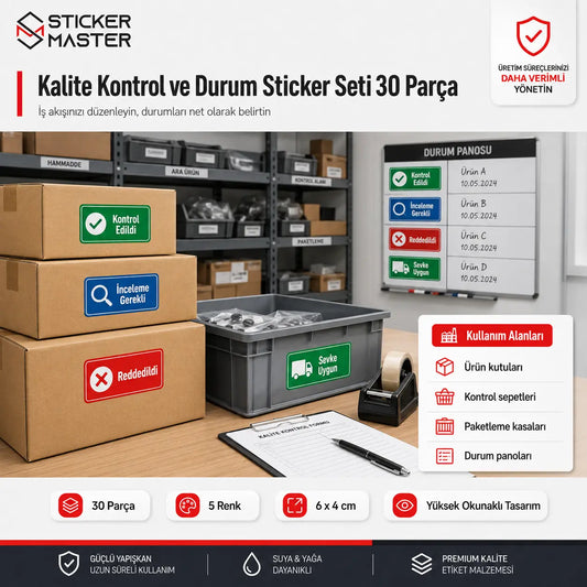Kalite Kontrol ve Durum Sticker Seti 30 Parca