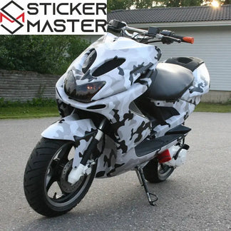 Kamuflaj Kaplama Folyosu | Arctic Snow ve Black Camo Araç ve Laptop Vinili Sticker Master