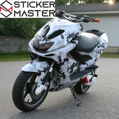 Kamuflaj Kaplama Folyosu | Arctic Snow ve Black Camo Araç ve Laptop Vinili Sticker Master