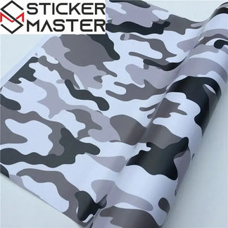 Kamuflaj Kaplama Folyosu | Arctic Snow ve Black Camo Araç ve Laptop Vinili Sticker Master