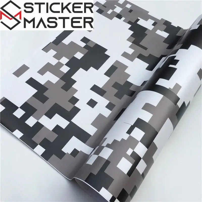 Kamuflaj Kaplama Folyosu | Arctic Snow ve Black Camo Araç ve Laptop Vinili Sticker Master