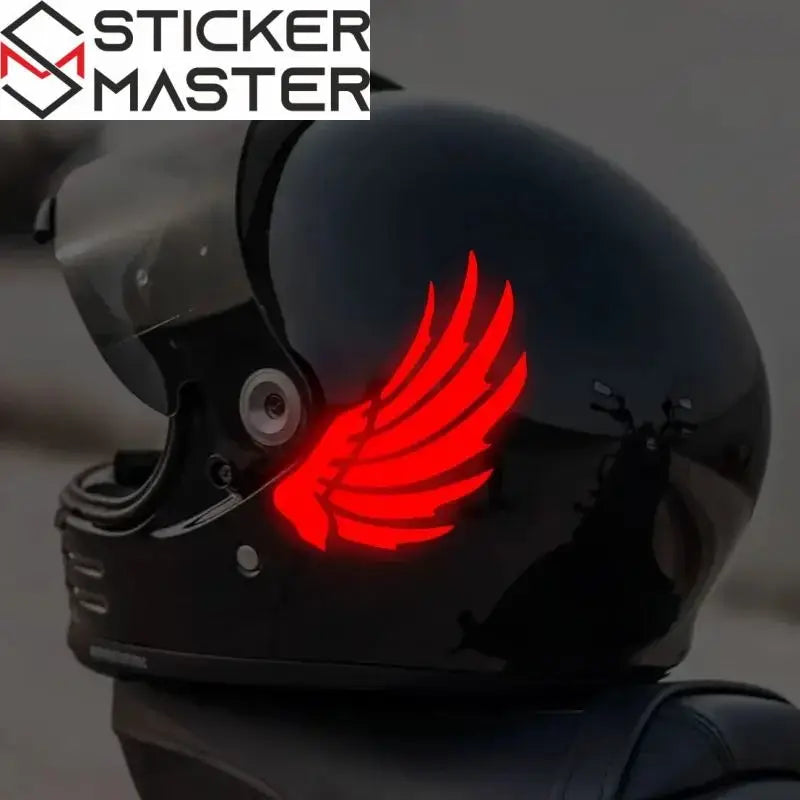 Kanat Sticker Seti | Kırmızı Yarışçı Kanatları Kask Dekoru (16x8 cm) Sticker Master