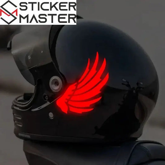 Kanat Sticker Seti | Kırmızı Yarışçı Kanatları Kask Dekoru (16x8 cm) Sticker Master