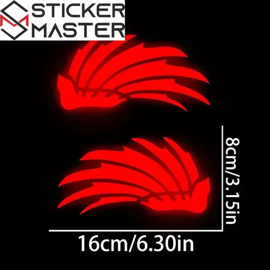 Kanat Sticker Seti | Kırmızı Yarışçı Kanatları Kask Dekoru (16x8 cm) Sticker Master