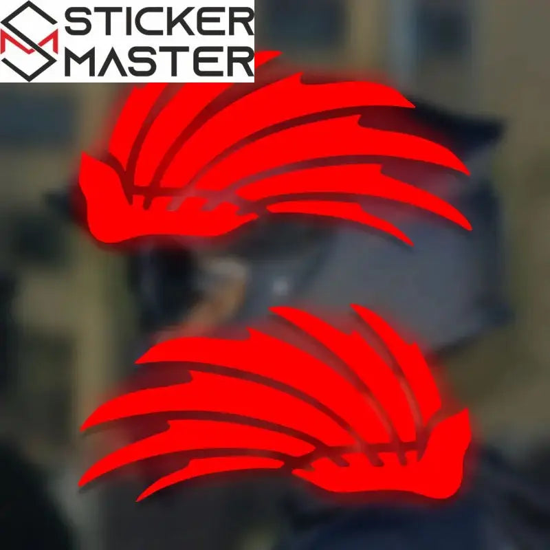 Kanat Sticker Seti | Kırmızı Yarışçı Kanatları Kask Dekoru (16x8 cm) Sticker Master