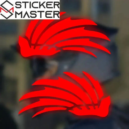 Kanat Sticker Seti | Kırmızı Yarışçı Kanatları Kask Dekoru (16x8 cm) Sticker Master