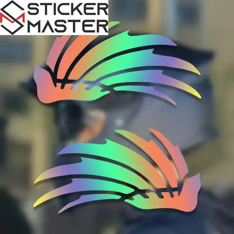 Kanat Sticker Seti | Kırmızı Yarışçı Kanatları Kask Dekoru (16x8 cm) Sticker Master