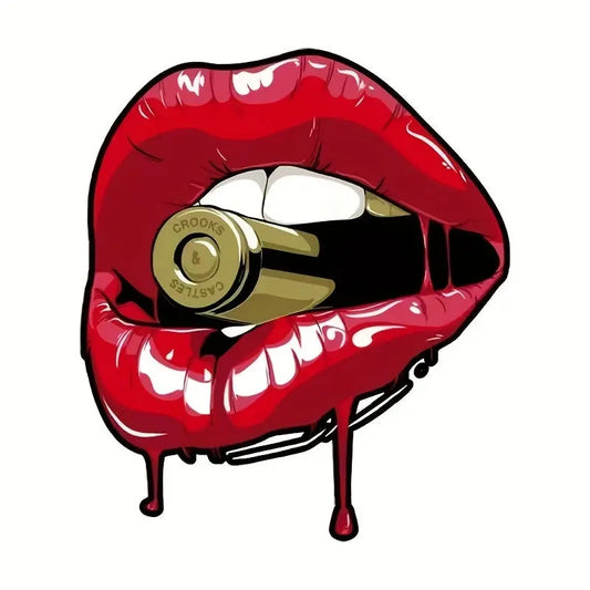 Kanlı Dudak Mermi Sticker Araba Çıkartması - Sticker Master Sticker Master