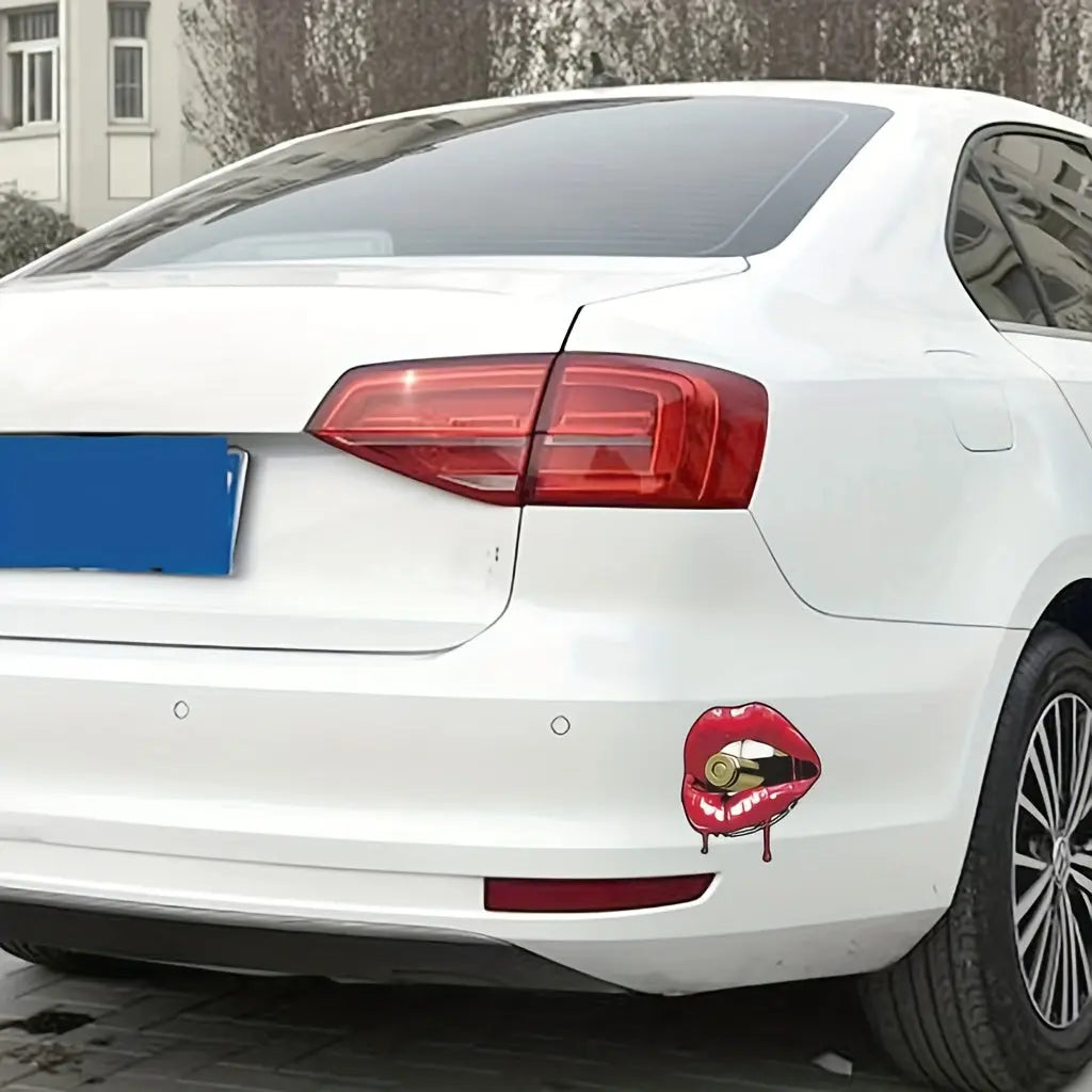 Kanlı Dudak Mermi Sticker Araba Çıkartması - Sticker Master Sticker Master